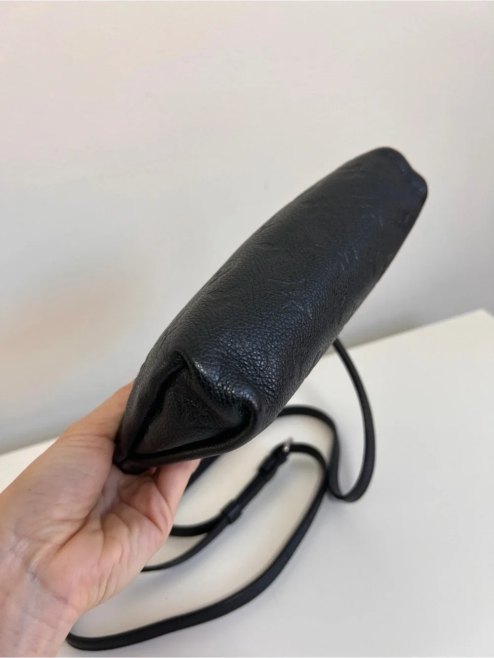 Louis Vuitton Black Embossed Monogram Crossbody Pochette